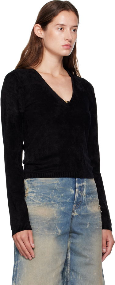 Sweater AMIRI AMIRI Velvet V-Neck Long Sleeve Top Sort | AWKNLS1008, 1