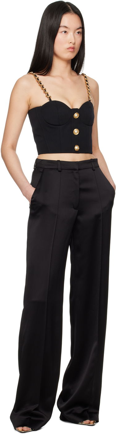 Bukser Balmain Balmain Satin Straight-Leg Trousers Sort | EF0PO160VB01, 3
