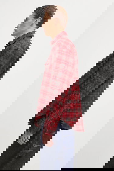 Skjorte VETEMENTS Vetements Plaid Embroidered Shirt Rød | UH76SH900BR, 4