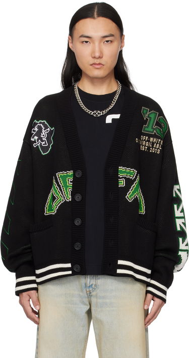 Sweater Off-White Varsity Cardigan Sort | OMHB019S25KNI0021057, 0