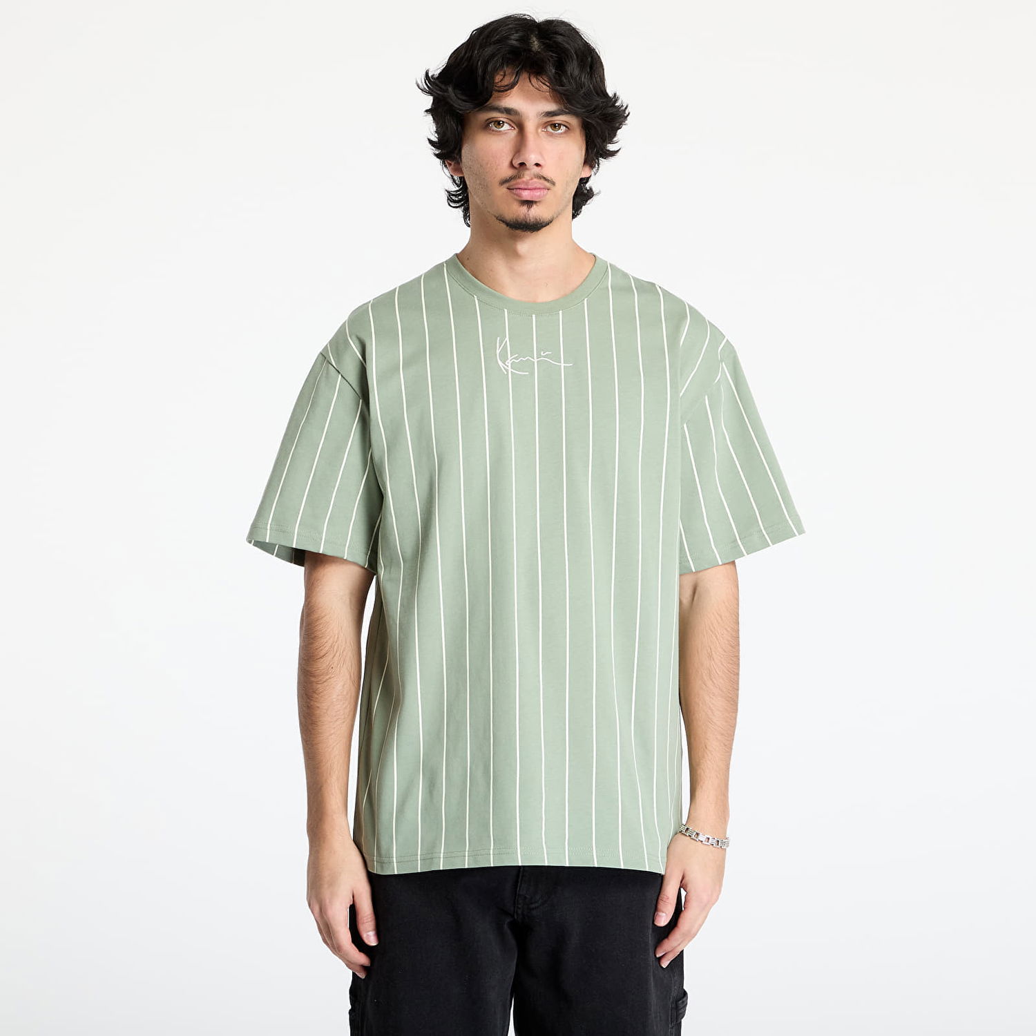 T-shirt Karl Kani Karl Kani Small Signature Pinstripe Tee Grøn | 60300340, 0