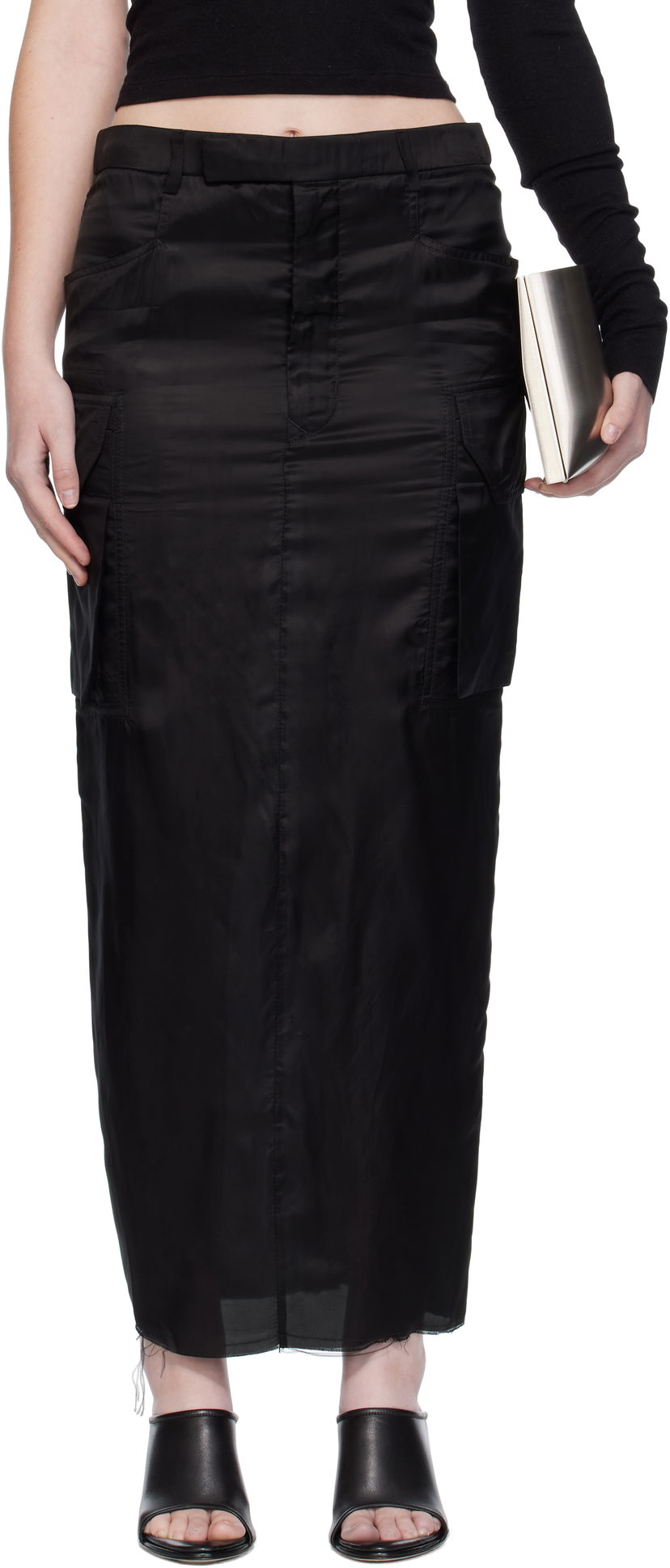 Nederdel Rick Owens Rick Owens Firbanks Midi Cargo Skirt Sort | RP02E4379 K