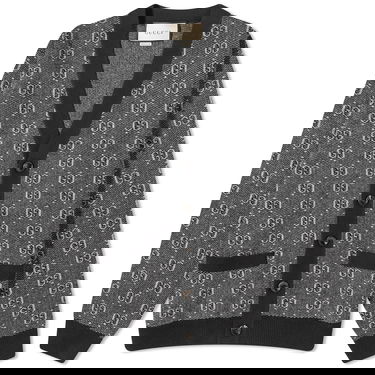 Sweater Gucci GG Logo Knit Cardigan Grå | 761550-XKDK5-1230, 0