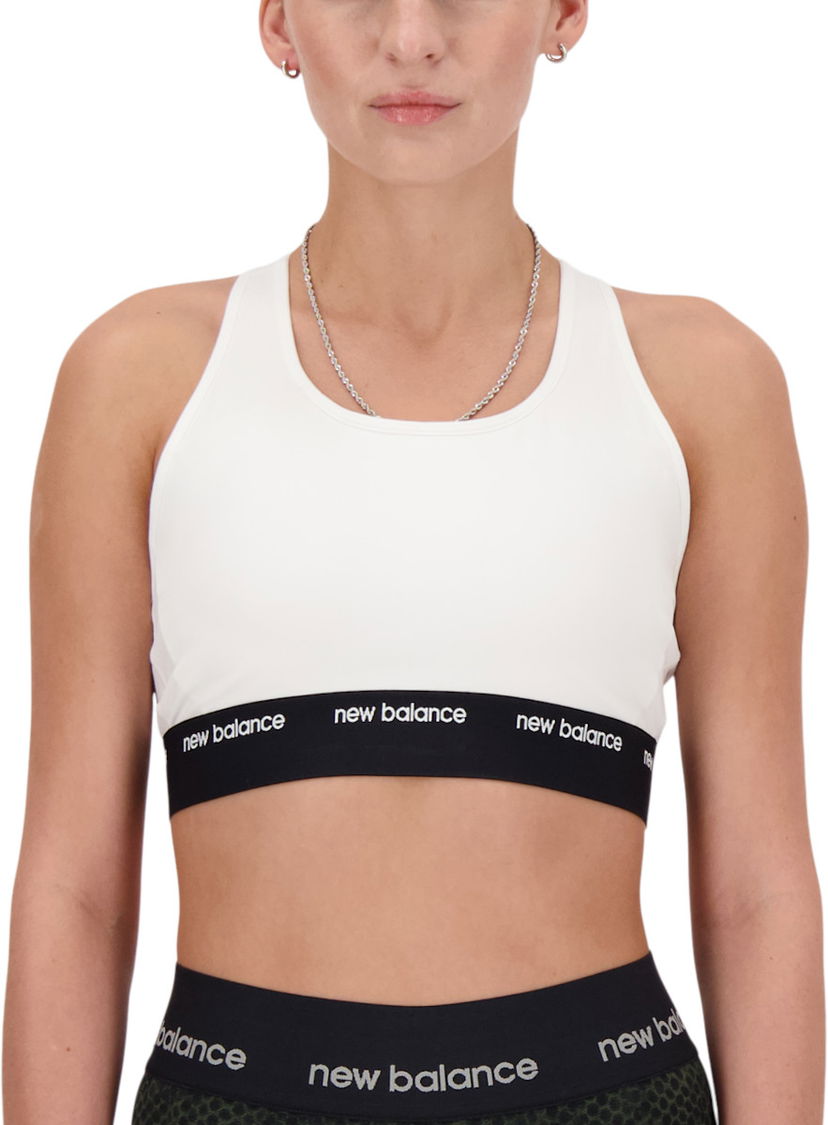 Bh New Balance Sleek Medium Support Sports Bra Hvid | wb41048-wt