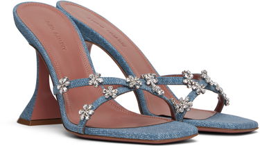 Tilbehør Amina Muaddi Amina Muaddi Lily 95 Heeled Sandals Blå | LILY SLIPPER 95 CL PRINTED SUEDE, 3