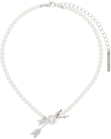 Halskæde SHUSHU/TONG SHUSHU/TONG YVMIN Edition Double Arrow Pave Pearl Necklace Hvid | 23383SLV00NN, 0