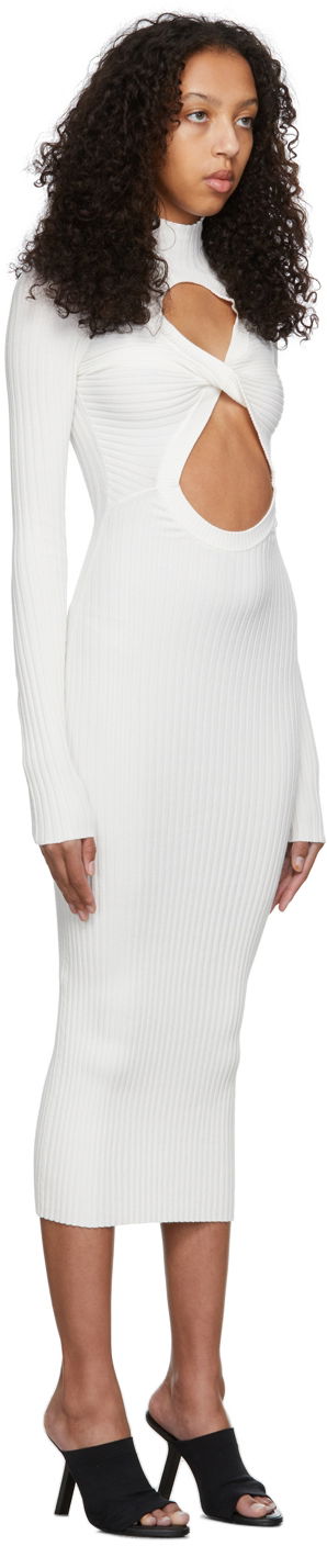 Kjole Dion Lee Dion Lee Figure 8 Cutout Ribbed Knit Midi Dress Hvid | A7547R22, 1
