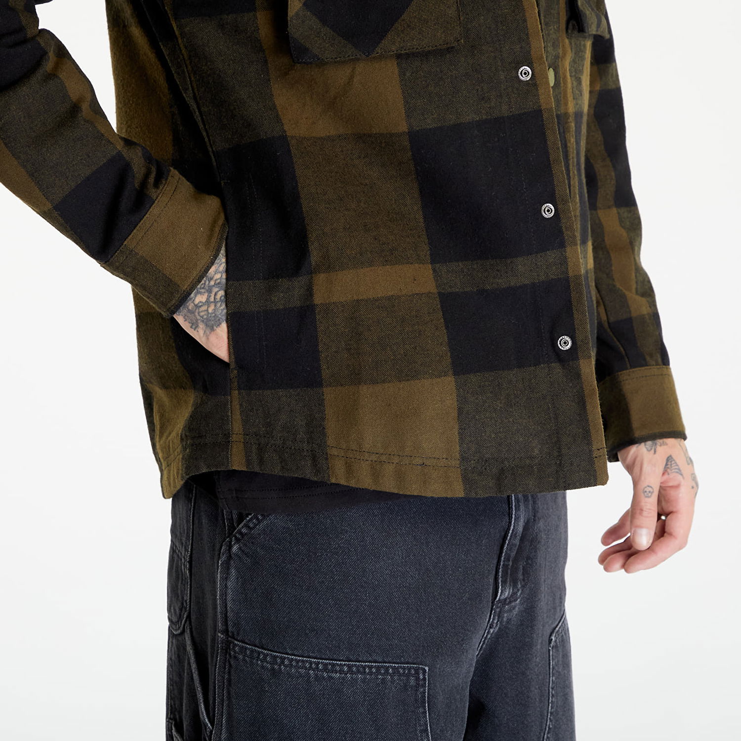 Skjorte Tommy Hilfiger Tommy Jeans Check Sherpa Lin Overshirt Green Grøn | DM0DM17250 MR1, 1