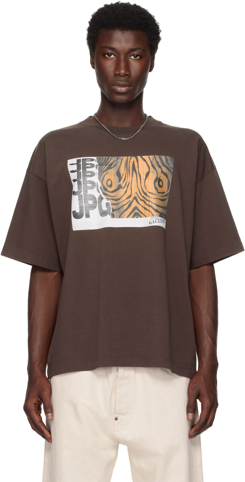 T-shirt Jean Paul Gaultier Jean Paul Gaultier Printed Wood Oversized T-Shirt Brun | 25/03-W-TO293-J001-710060