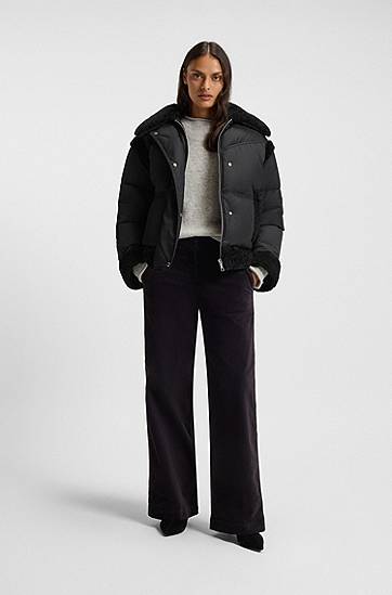 Puffer jakke BOSS Water-repellent padded jacket with teddy trims Sort | 50548173, 1