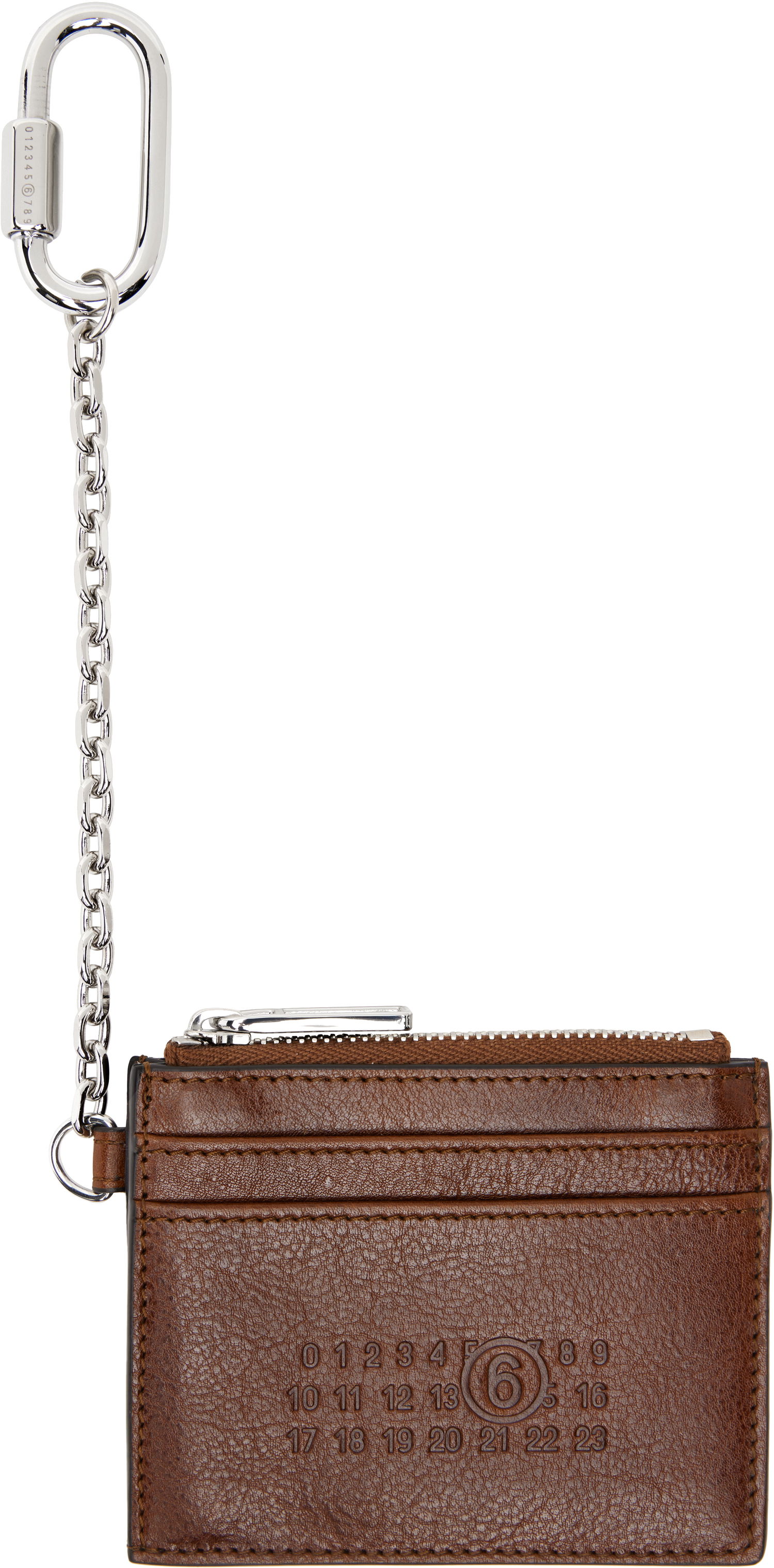 Tegnebog Maison Margiela MM6 Maison Margiela Leather Card Holder with Carabiner Chain Brun | SA5UI0021 P7253, 0
