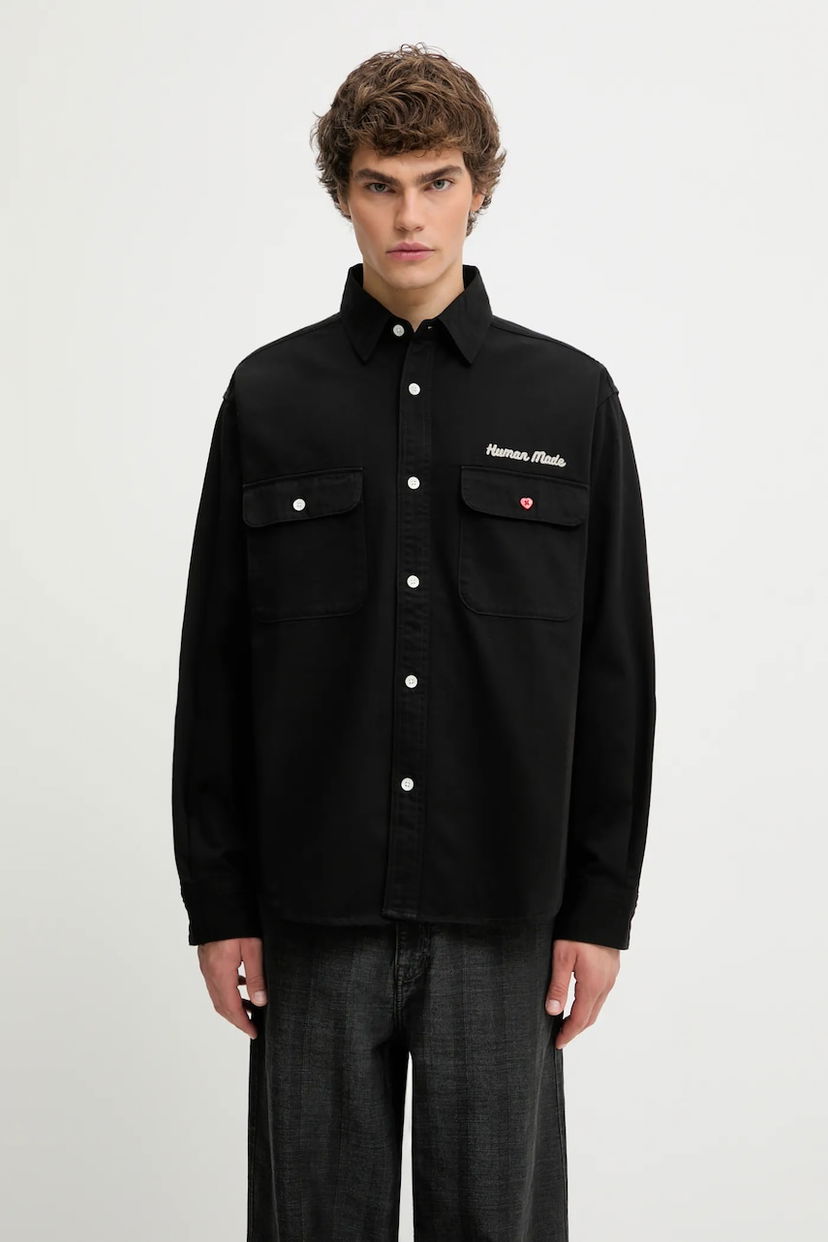 Skjorte Human Made Human Made Relaxed Fit Overshirt Sort | HM30SH014