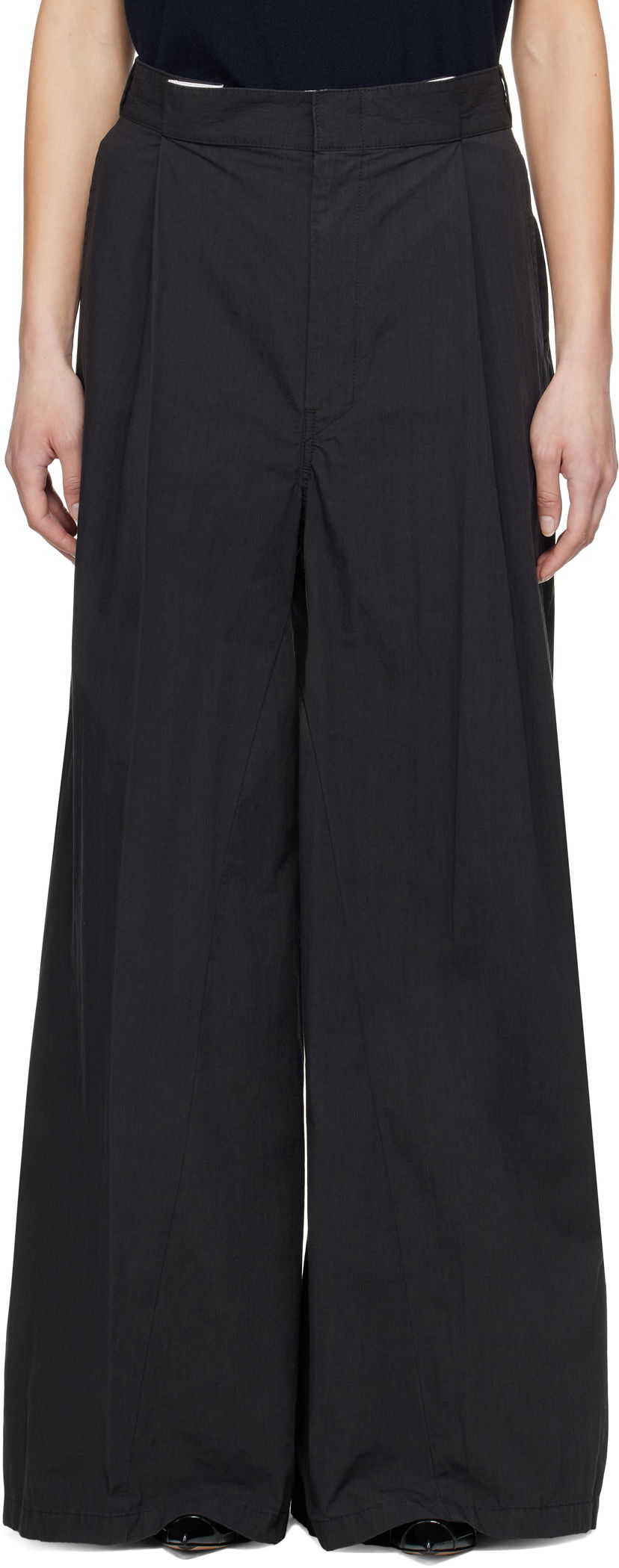 Bukser Maison Margiela Maison Margiela Pleated Wide-Leg Trousers Sort | S51KA0601 M35289