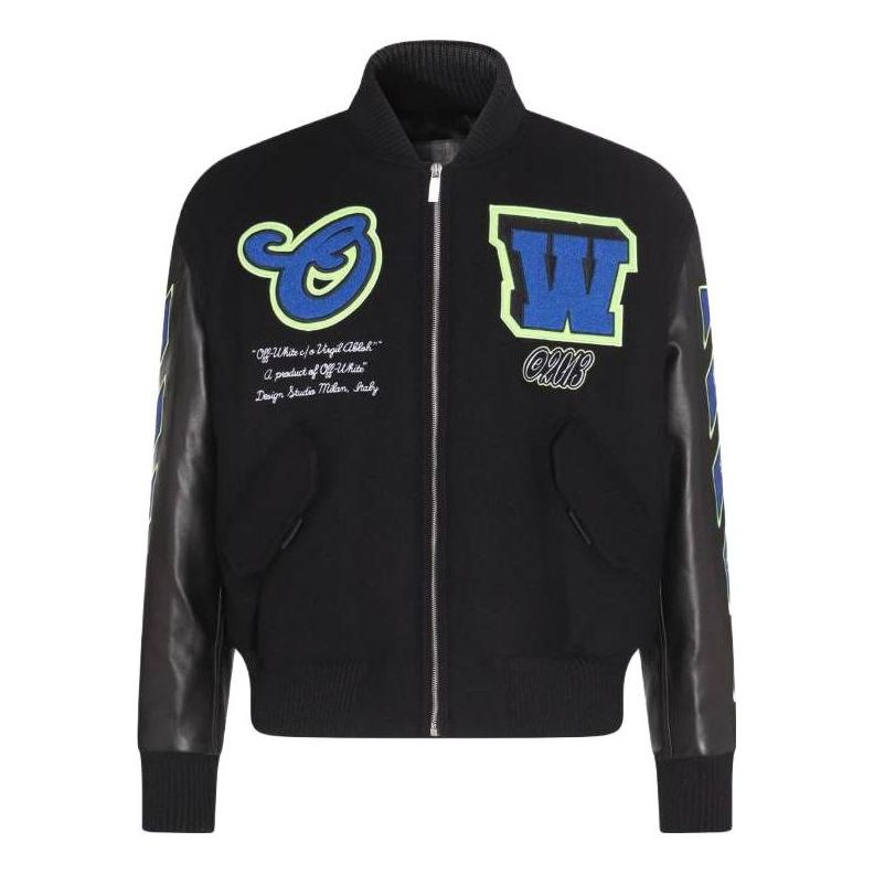 Bomberjakke Off-White Off-White Varsity Jacket Sort | OMJA104S23LEA0011069