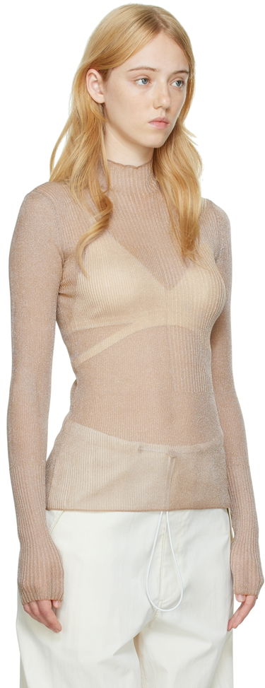Sweater Dion Lee Dion Lee Ribbed Long Sleeve T-Shirt Beige | C7095P22, 1