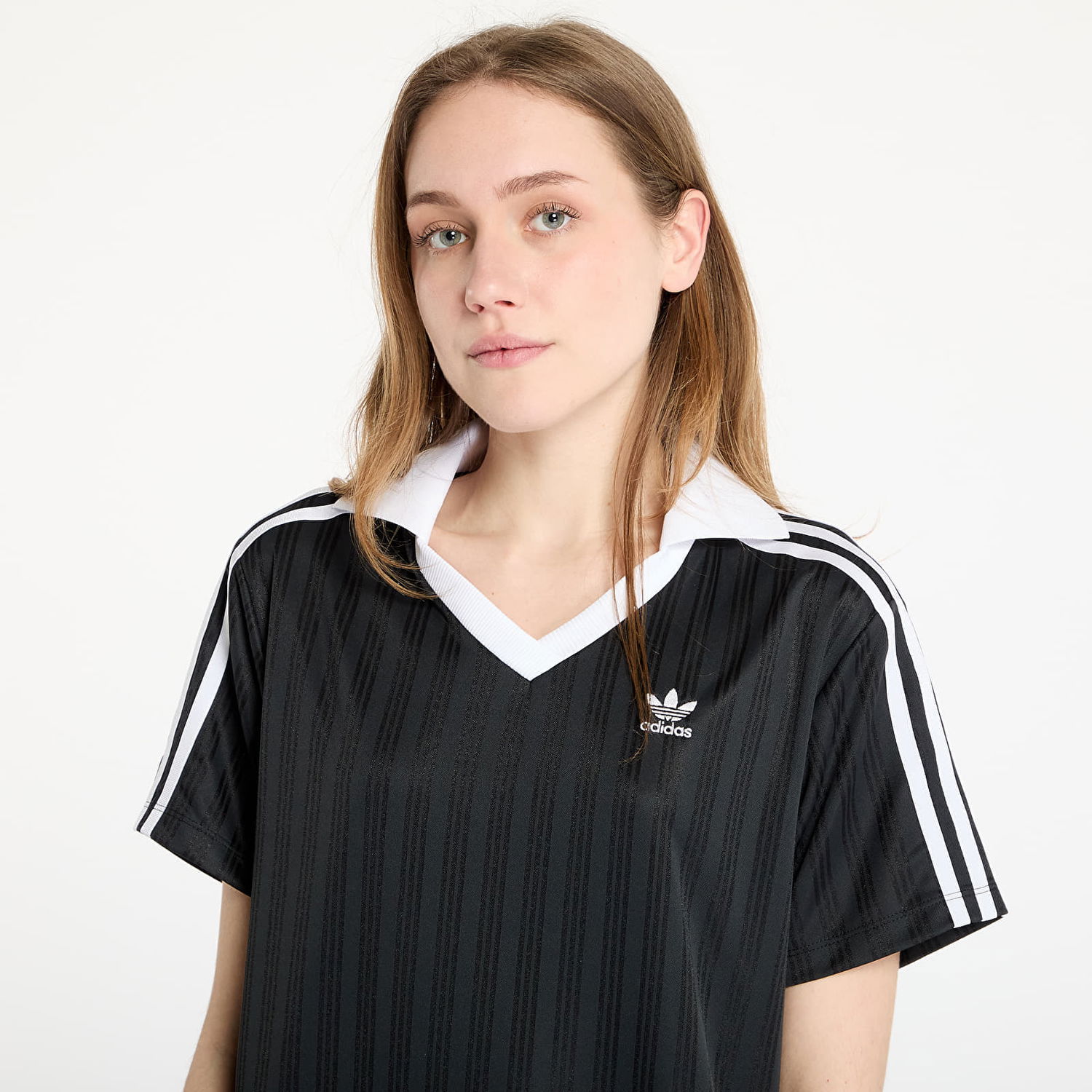 Kjole adidas Originals Adicolor Football Jacquard V-Neck Dress Sort | JD2599, 1