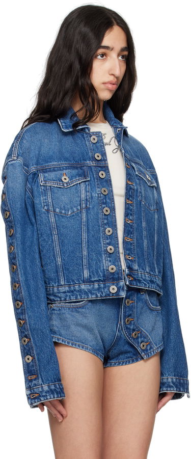Jakke Jean Paul Gaultier Jean Paul Gaultier 'The Buttoned' Cropped Denim Jacket Blå | 25/34-U-VE092-D013-57, 4