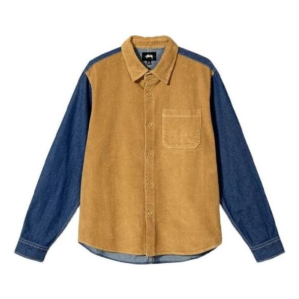 Skjorte Stüssy Corduroy And Denim Mix Shirt Blå | 1110126
