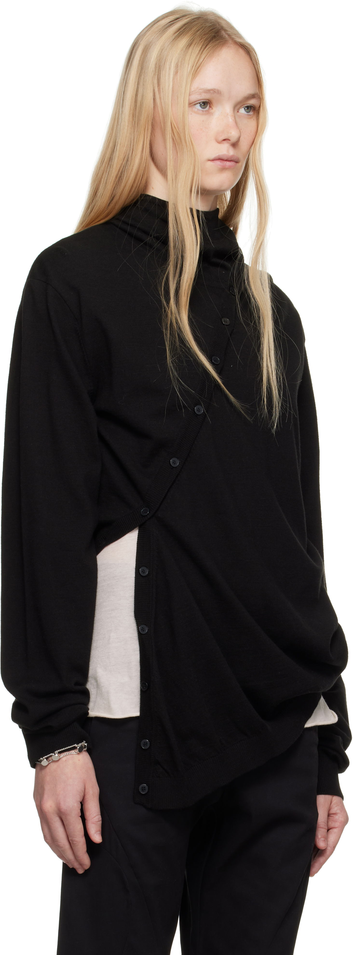 Sweater Post Archive Faction (PAF) 8.0 Center Knit Asymmetrical Hoodie by Post Archive Faction (PAF) Sort | 8.0 KHC-B, 1
