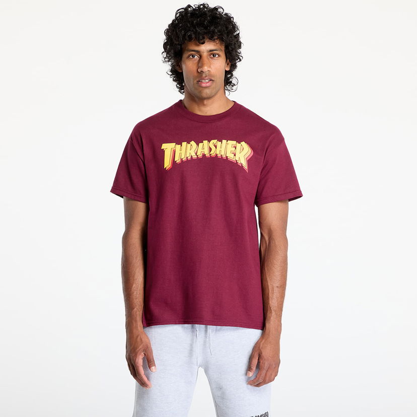 T-shirt Thrasher Thrasher Stacked T-Shirt Bourgogne | 145688