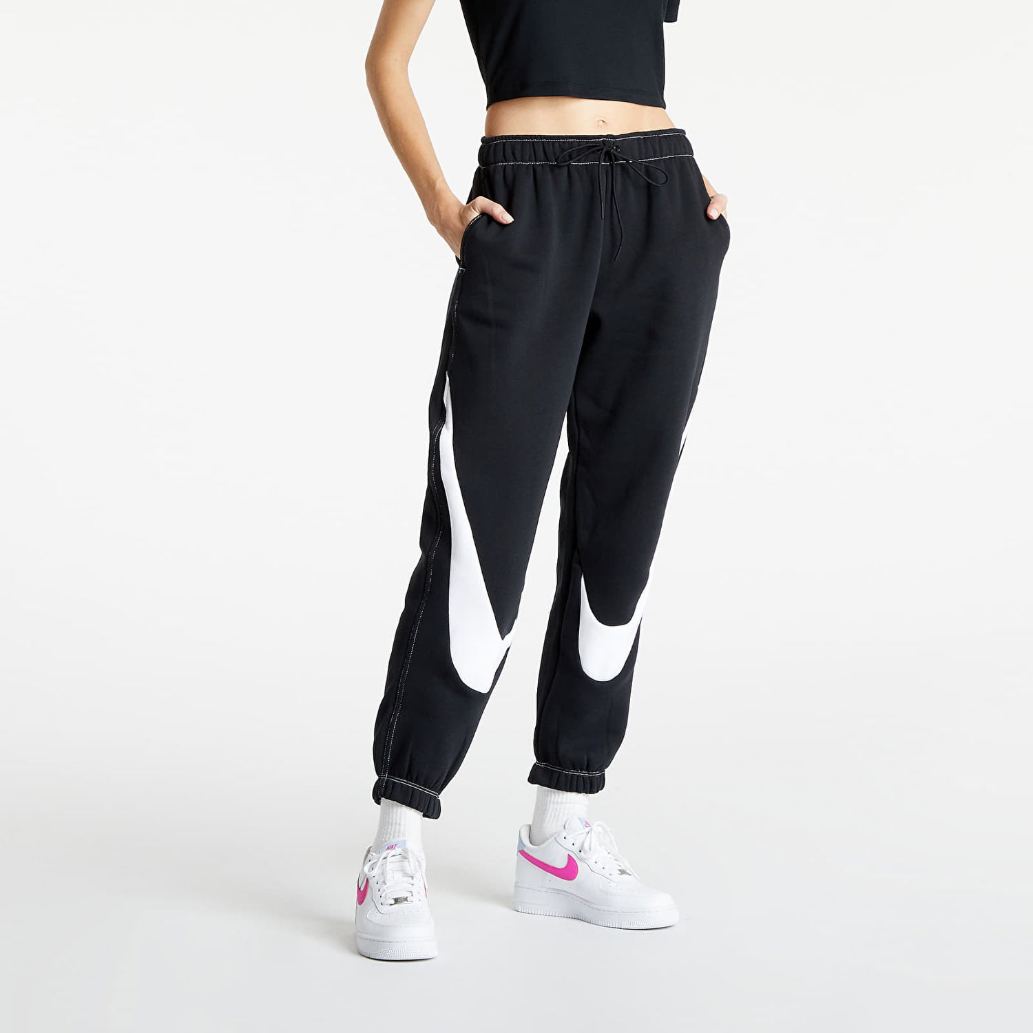 Joggingbukser Nike Sportswear Swoosh Easy Fleece Jogger Sort | DD5582-010, 0
