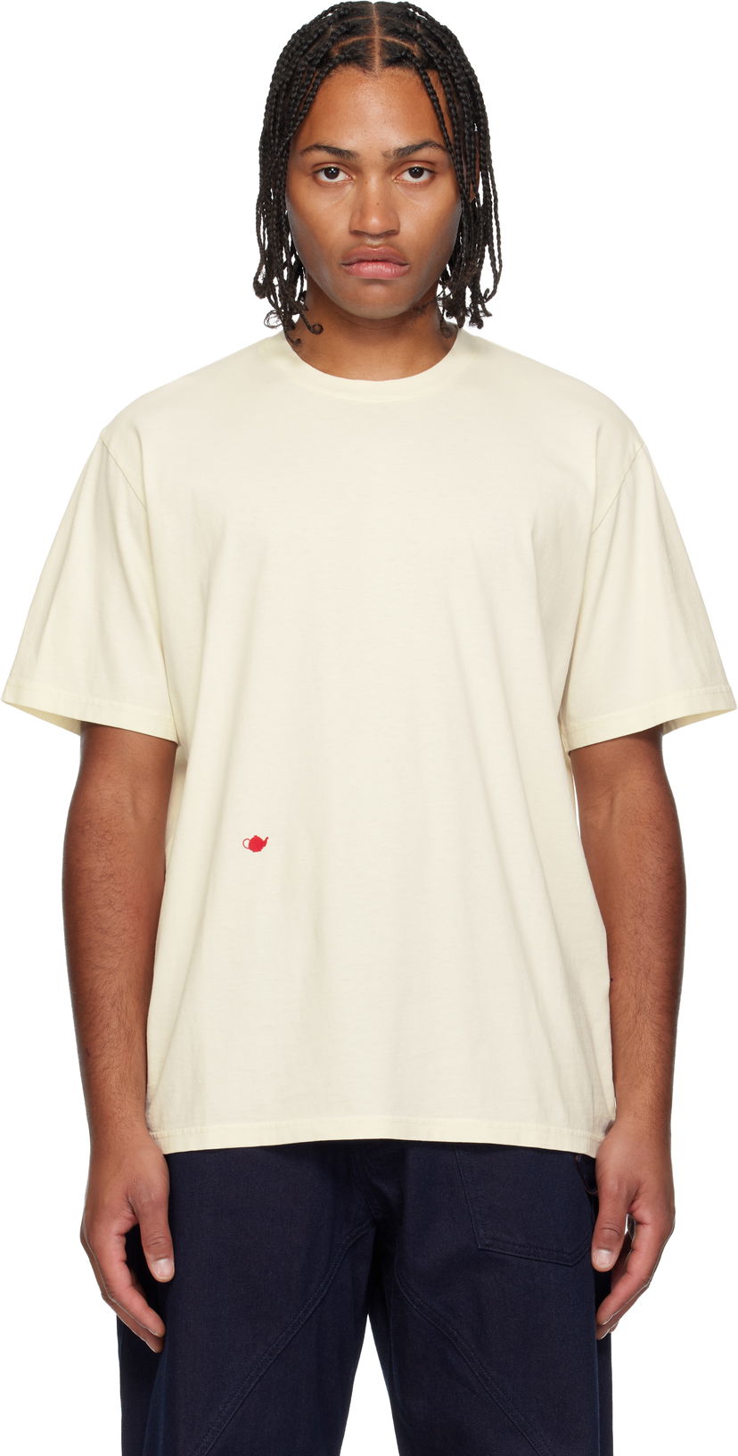 T-shirt JW Anderson JW Anderson Teapot Embroidery T-shirt Beige | JT0300-PG1800