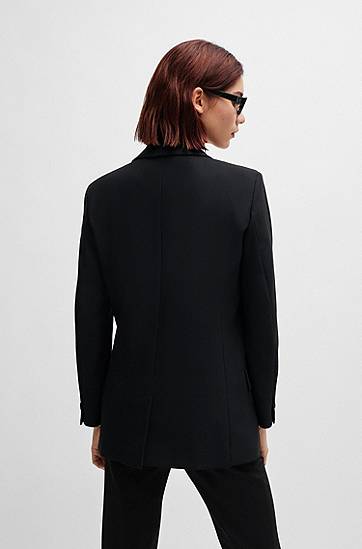 Jakke BOSS Relaxed-Fit Double-Breasted Stretch Jacket Sort | 50482092, 1