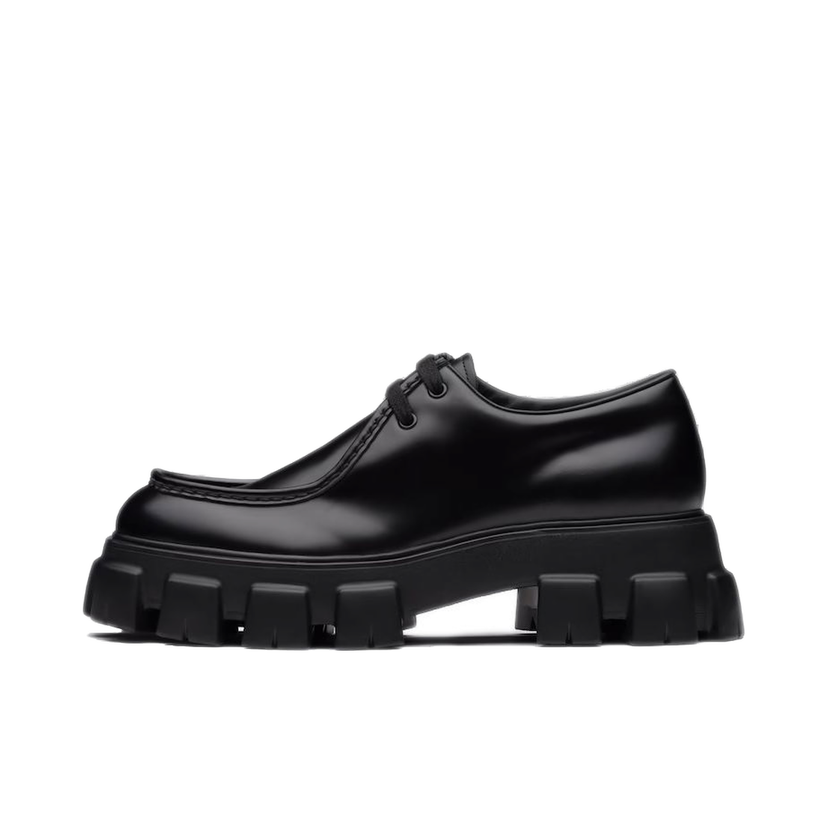 Sneakers og sko Prada Monolith Lace-Up "Black Brushed Leather" Sort | 2EE355-B4L-F0002