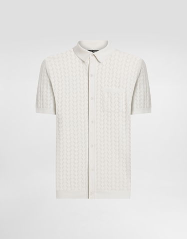 Polo skjorte Dolce & Gabbana Dolce & Gabbana Short-Sleeved Openwork Polo Shirt Hvid | GXVA9TJBCFJW0001, 0