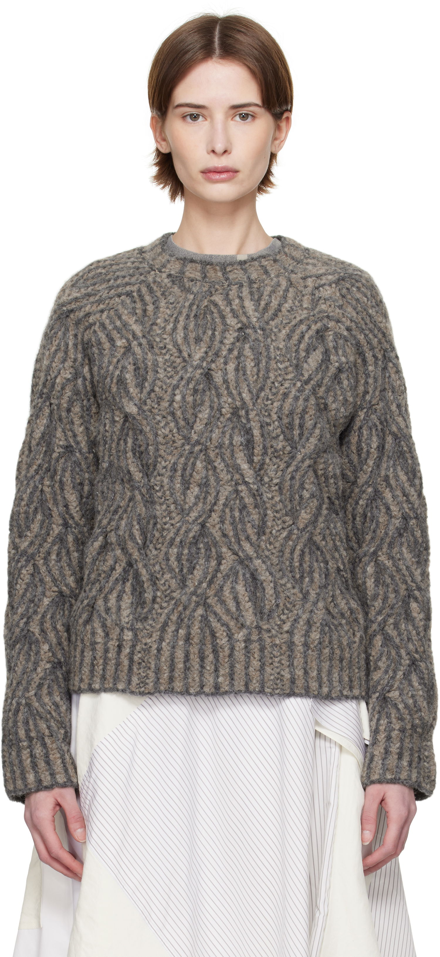 Sweater Eckhaus Latta Eckhaus Latta Plait Knit Sweater Grå | 8110-EL-PS25-S -, 0
