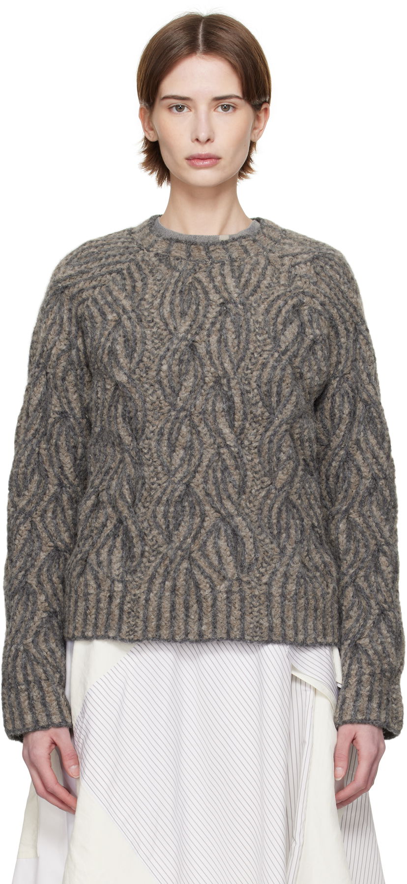 Sweater Eckhaus Latta Eckhaus Latta Plait Knit Sweater Grå | 8110-EL-PS25-S -