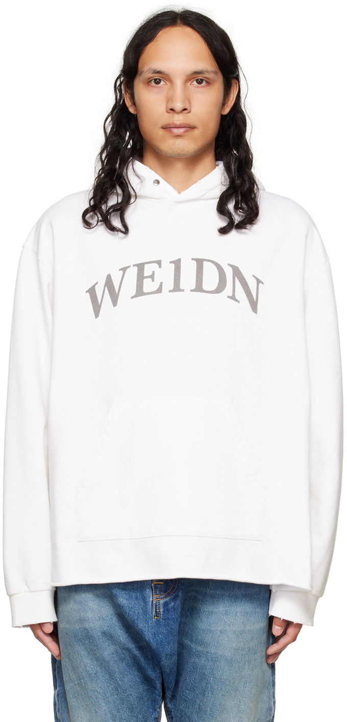 Sweatshirt We11done We11done Distressed Hoodie Hvid | WD-TH3-22-716-U-WH