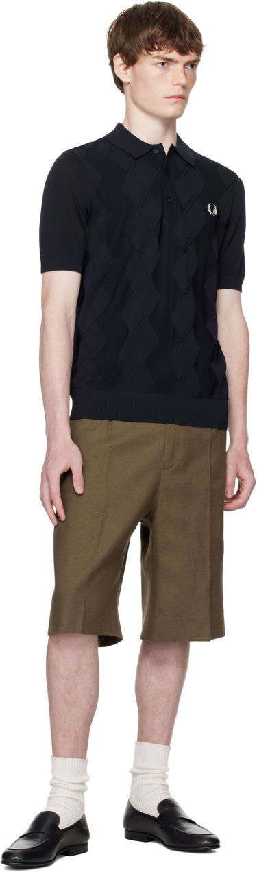Polo skjorte Fred Perry Fred Perry Cable Knit Polo Mørkeblå | K9748, 3