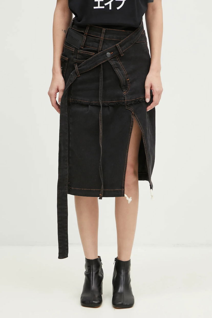 Nederdel Ottolinger Ottolinger Signature Wrap Denim Midi A-Line Skirt Sort | 2217040111