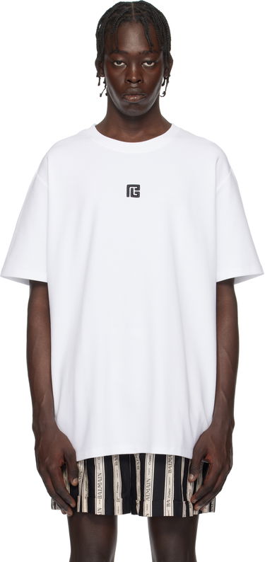 T-shirt Balmain 'PB' Embroidered T-Shirt Hvid | EH1EG010BC87, 0