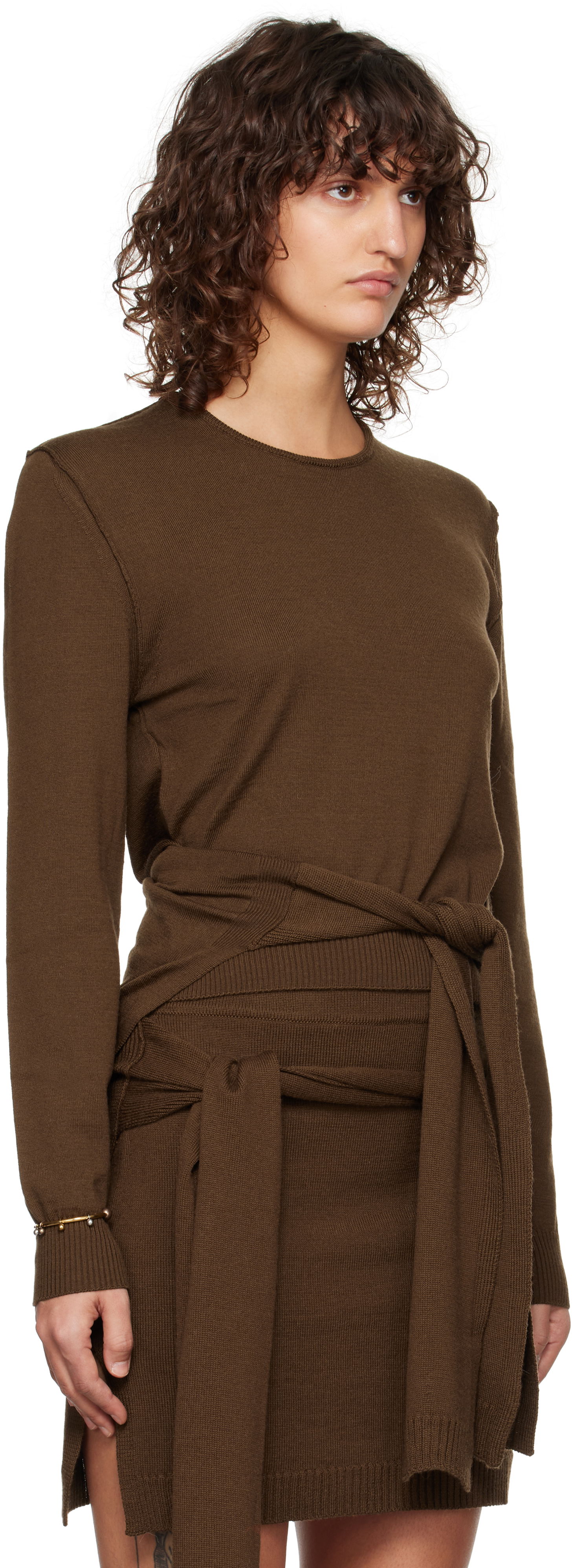 Kjole LEMAIRE Lemaire Crew Neck Knit Dress Brun | TO1250 LK087, 1