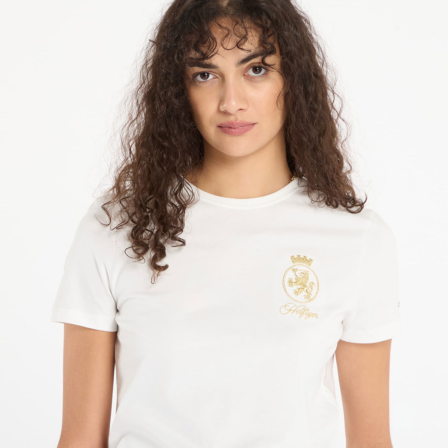 T-shirt Tommy Hilfiger Gold Crest Regular Short Sleeve T-Shirt Hvid | WW0WW46153-YBL, 1