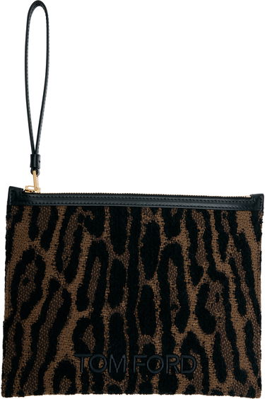 Tegnebog Tom Ford TOM FORD Leopard Jacquard Wristlet Pouch Brun | S0522-TSY057G, 0