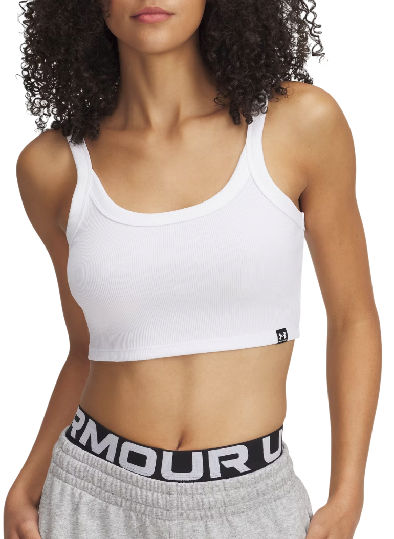 Crop top Under Armour Under Armour UA Rival Rib Cropped Tank Top Hvid | 6000265-100