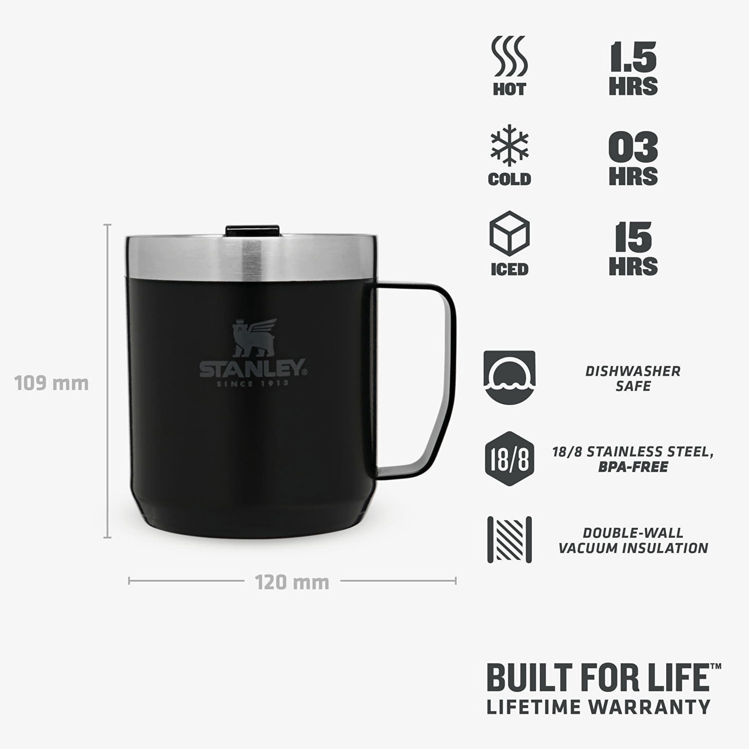 Drikkeflaske Stanley Stay-Hot Camp Mug 350 ml Sort | 10-09366-006, 1