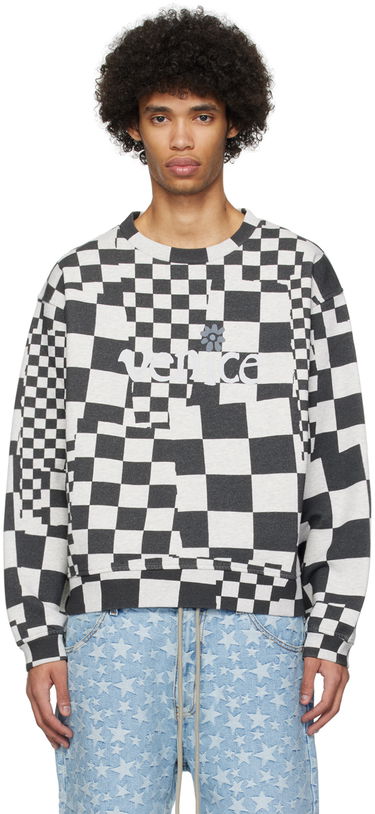 Sweatshirt ERL 'Venice' Checkerboard Print Sweatshirt Grå | ERL08T023, 0