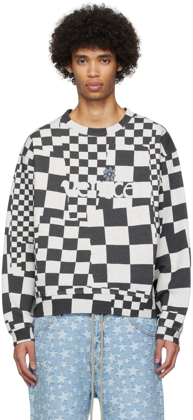 Sweatshirt ERL 'Venice' Checkerboard Print Sweatshirt Grå | ERL08T023