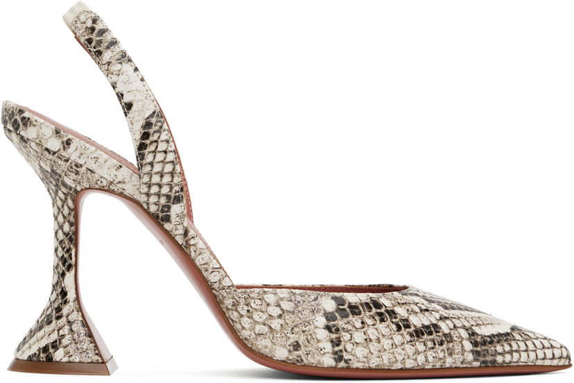 Sneakers og sko Amina Muaddi Amina Muaddi Holli Slingback Heels Beige | HOLLI SLING SNAKE