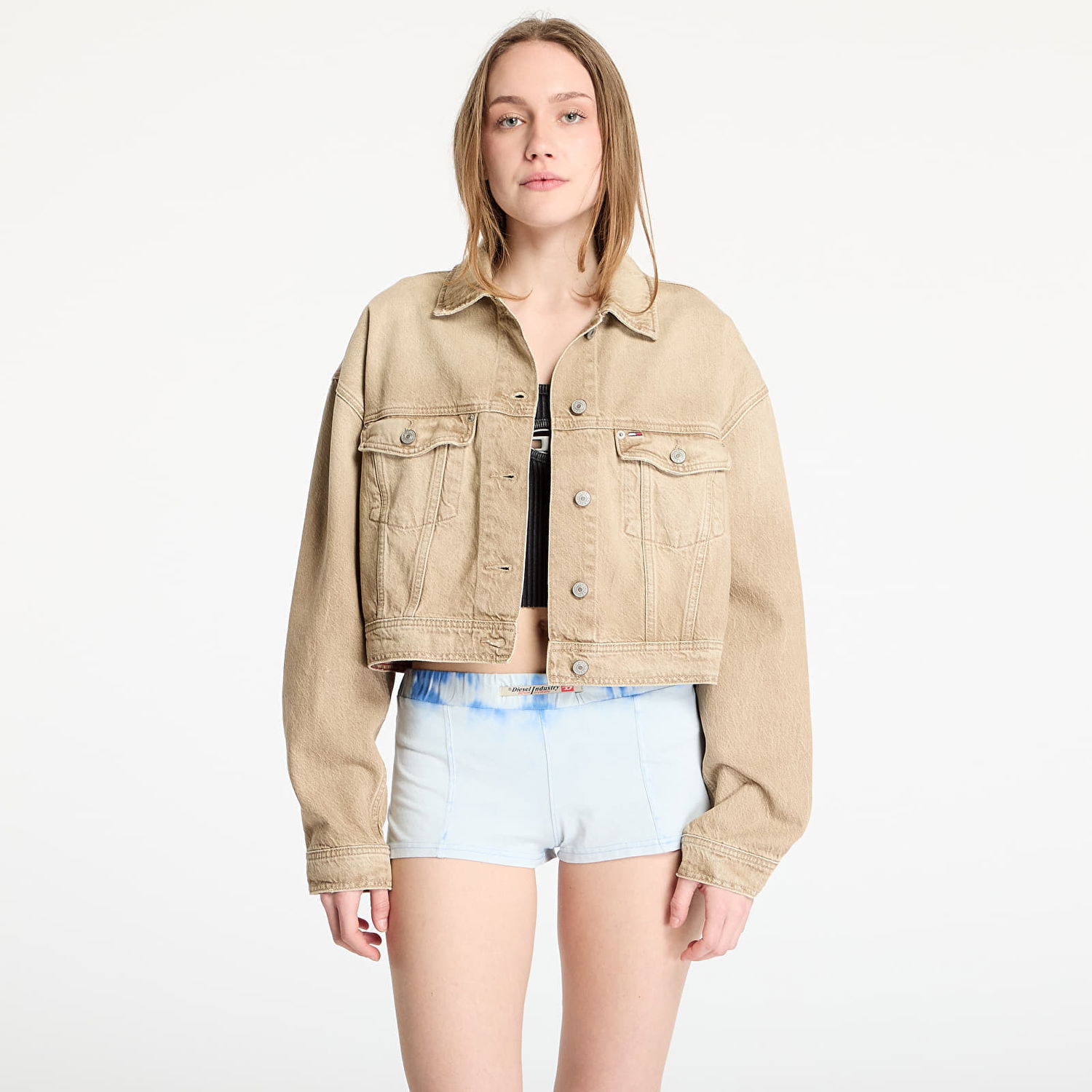 Jakke Tommy Hilfiger Tommy Jeans Oversized Crop Trucker Jacket Beige | DW0DW20118 1CE, 0