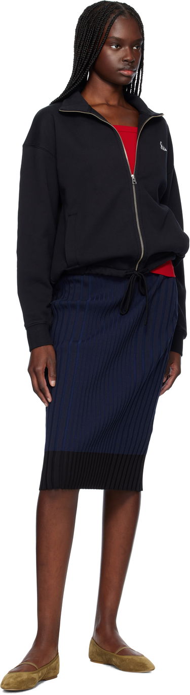 Nederdel MAISON KITSUNÉ Maison Kitsuné Ribbed Midi Skirt with Fox Patch Mørkeblå | OW01520KT1121, 3