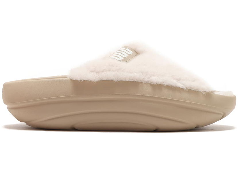 Tøj UGG FoamO plush Slide Mustard Seed (Women's) Hvid | 1143849-MDSD