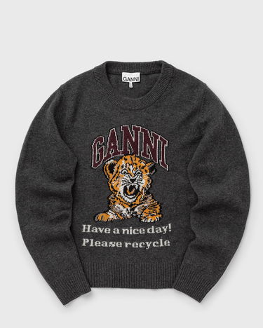 Sweatshirt GANNI Graphic Wool Mix Tiger Crewneck Sort | K2278-084, 0