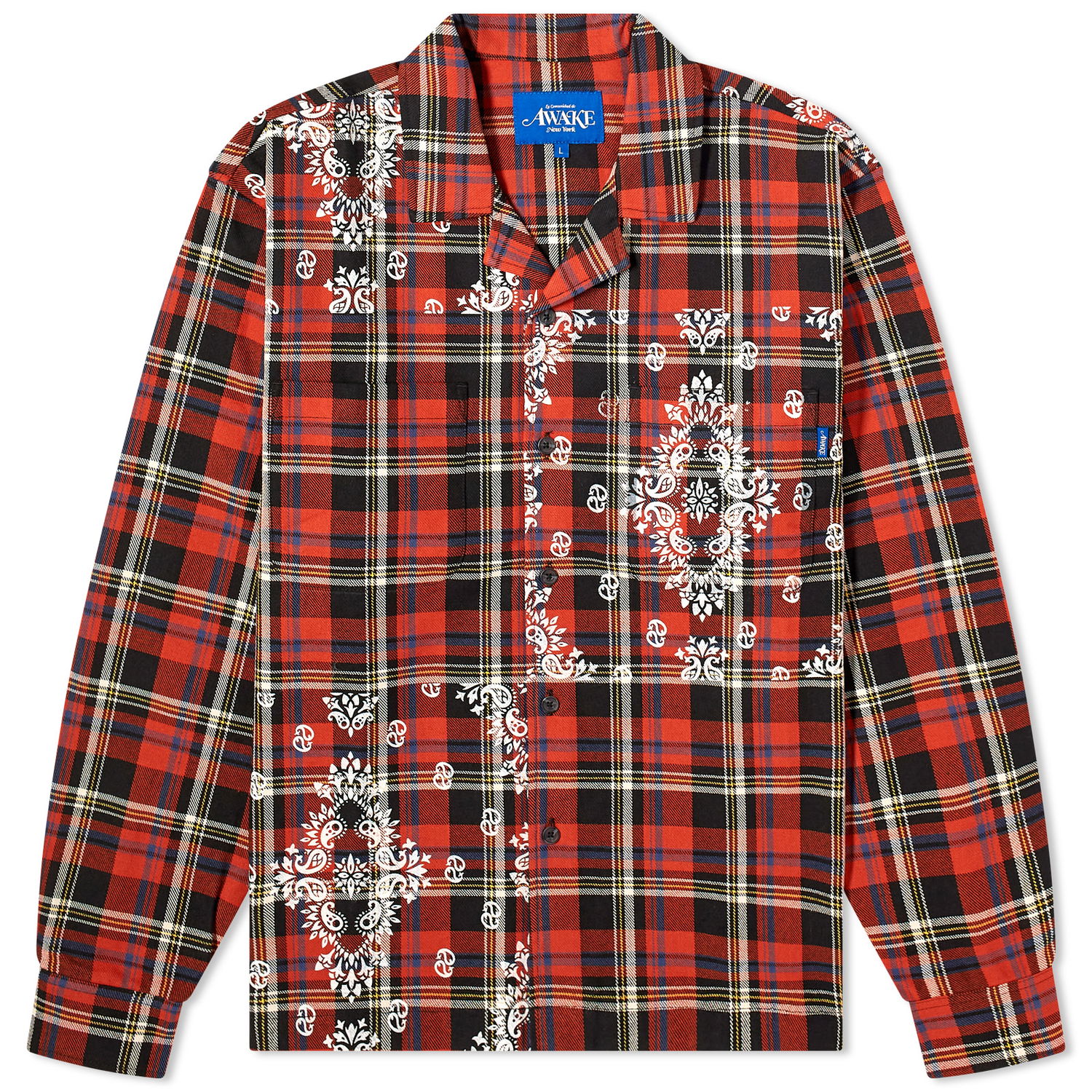 Skjorte Awake NY Paisley Flannel Vacation Shirt Rød | AWK-FW23-TP001-BKM, 0