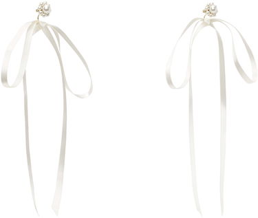 Øreringe Simone Rocha Simone Rocha Bow Ribbon Stud Earrings Hvid | ERG389 0904, 1