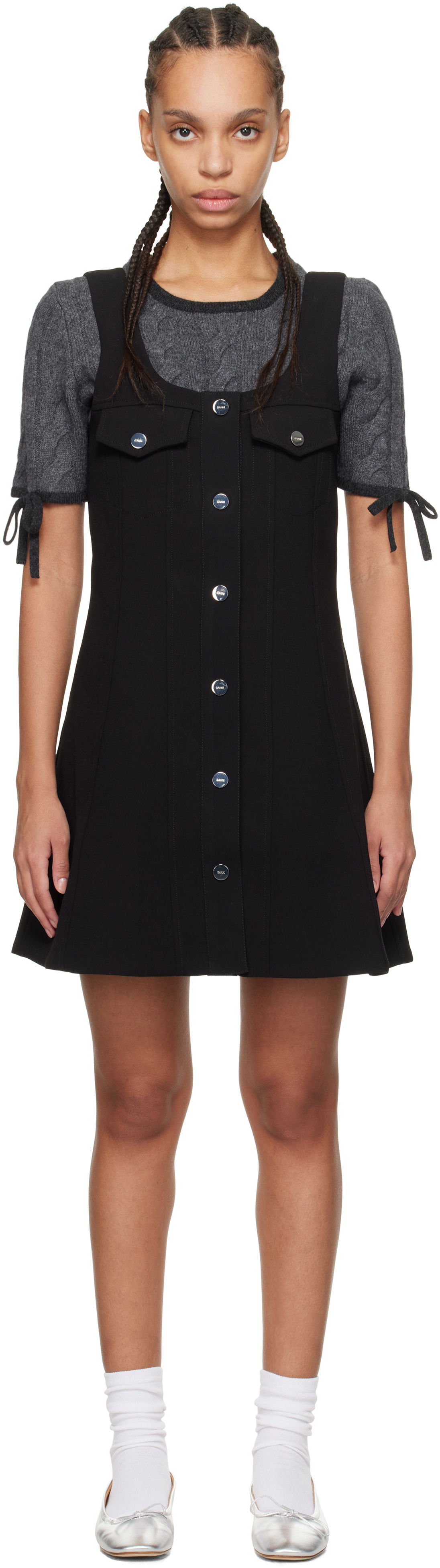 Kjole GANNI GANNI Bonded Crepe Minidress Sort | W0187, 0
